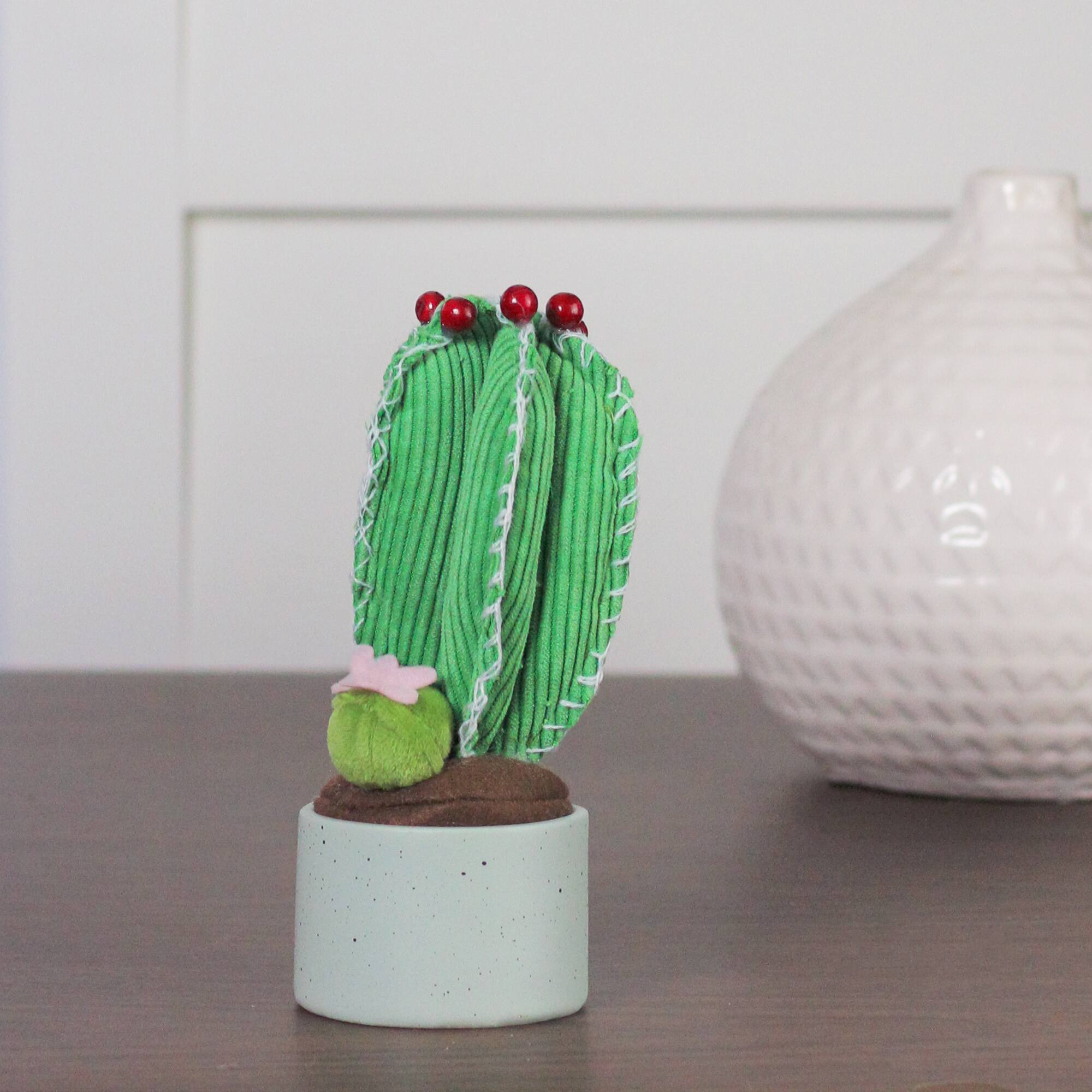 7" Artificial Plush Cactus in Pot Decoration